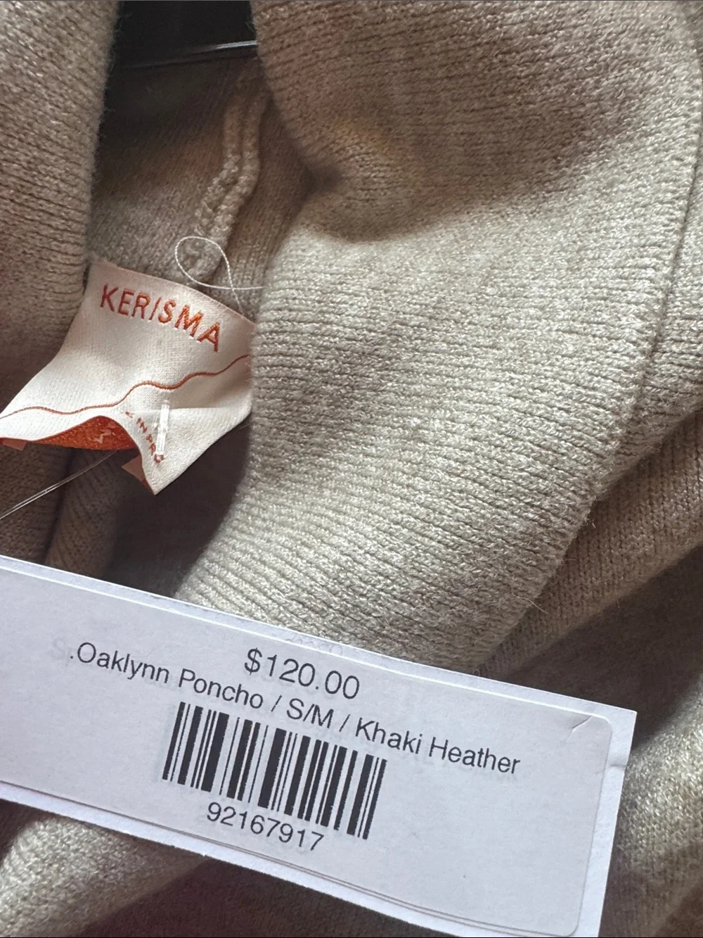 Kerisma angora Turtleneck Poncho Sweater in khaki/tan